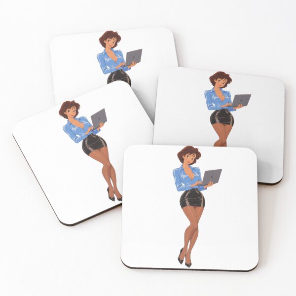 Item preview, Office Girl Business Secretary Laptop - Retro 90s Cartoon Style designed and sold by  Hollow Moon Studios..