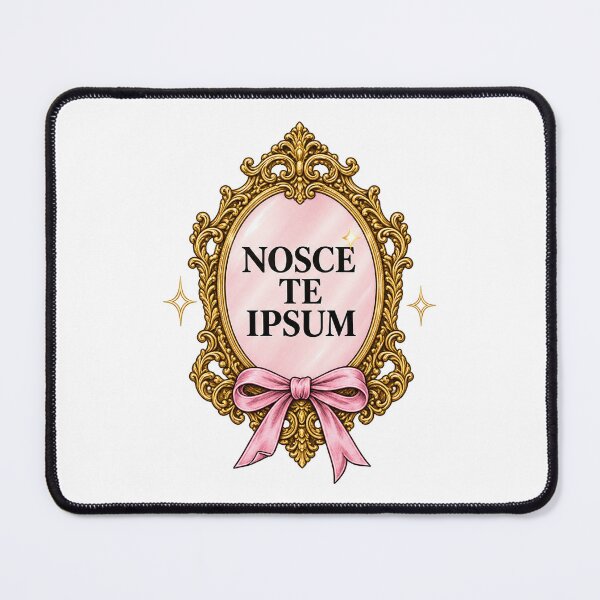 Item preview, Nosce Te Ipsum – Ornate Golden Mirror & Pink Ribbon designed and sold by MetaModel Editions.