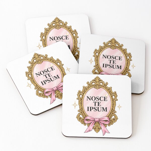 Item preview, Nosce Te Ipsum – Ornate Golden Mirror & Pink Ribbon designed and sold by MetaModel Editions.