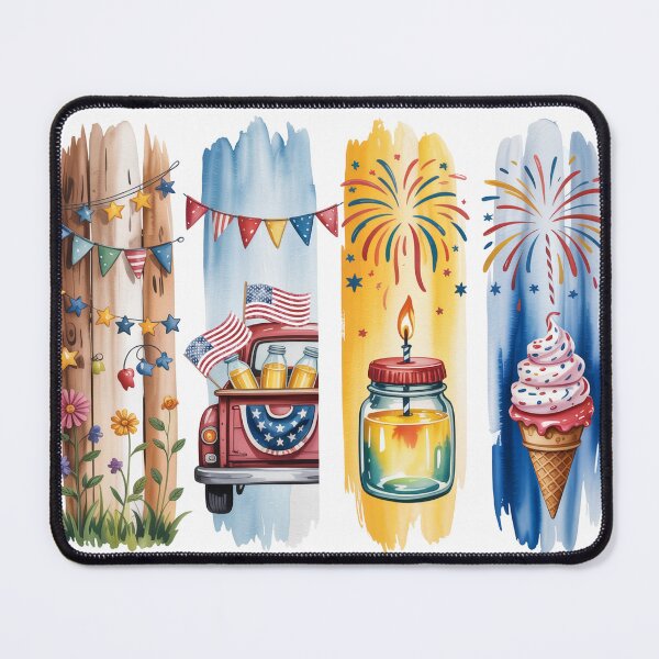 Item preview, Americana Summer Watercolor – Truck, Bunting & Ice Cream designed and sold by Marie Gems.