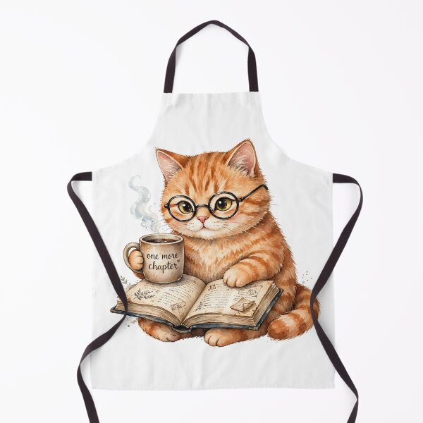 Item preview, One More Chapter - Cute Bookish Cat Reading with Coffee Mug designed and sold by     Fatma Creates.
