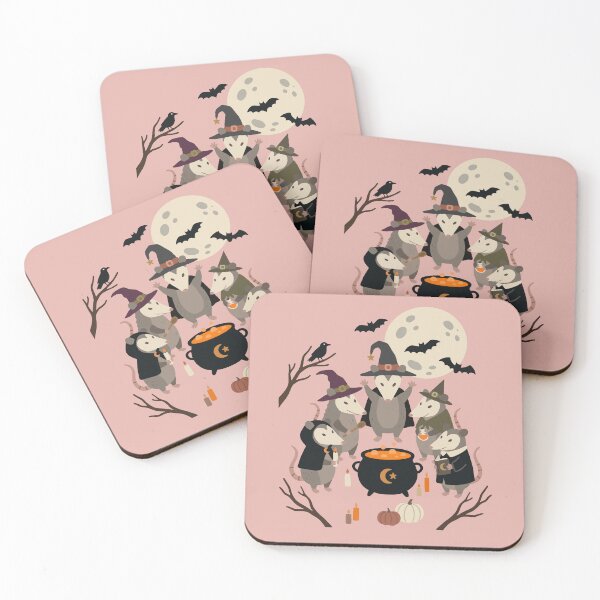 Item preview, Witchy Opossums Gather for a Moonlit Halloween Ritual designed and sold by FreshVibe Prints.