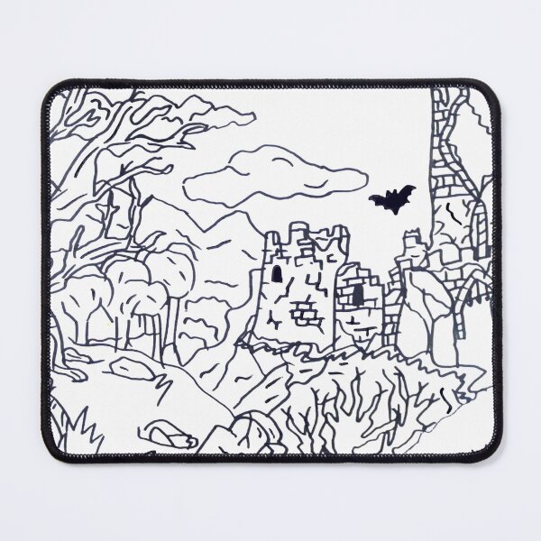 Item preview, Gothic Castle Ruins & Haunted Forest Line Art Illustration designed and sold by MagicYana.