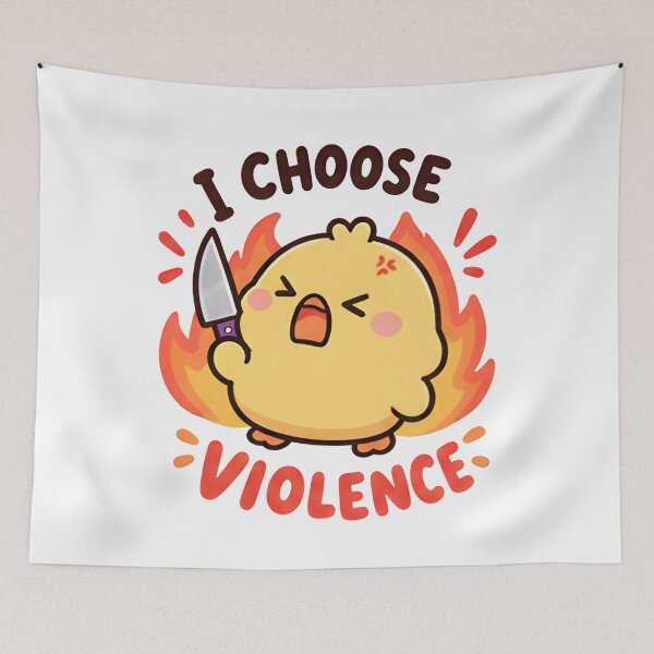 Item preview, ​I Choose Violence Duck - Angry Knife Fire Meme designed and sold by Duck lovers.