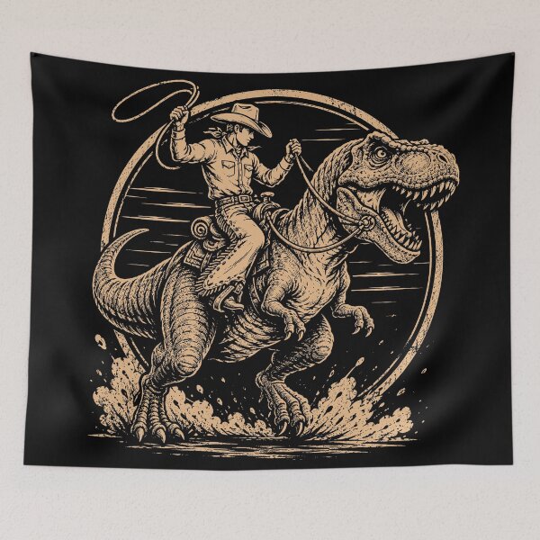 Item preview, Rodeo de dinosaurios T-Rex montando a caballo al estilo vaquero designed and sold by roni-harbor.