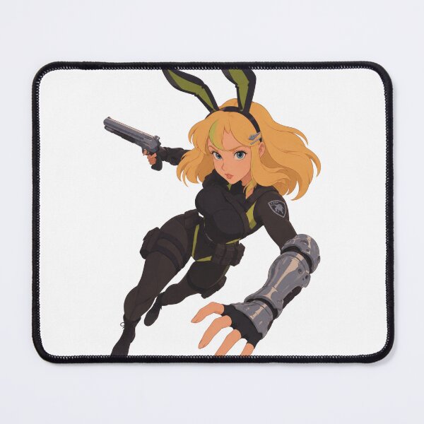 Item preview, Tactical Bunny Girl Cyborg Gunner - Retro 90s Cartoon Style designed and sold by  Hollow Moon Studios..