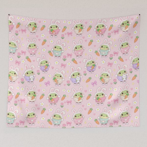 Item preview, Kawaii Frog Bunny Hat Pattern designed and sold by Soft Berry Studio.