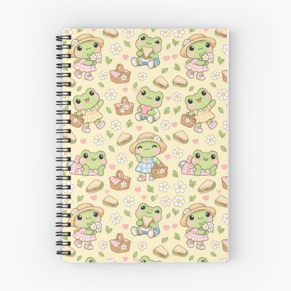 Item preview, Kawaii Frog Picnic Outfit Pattern designed and sold by Soft Berry Studio.