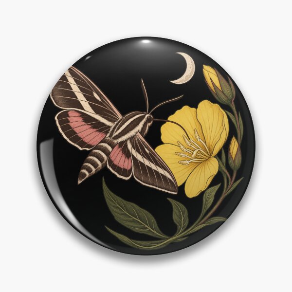 Item preview, White Lined Sphinx Moth with Evening Primrose and Moon designed and sold by lbenoraib.
