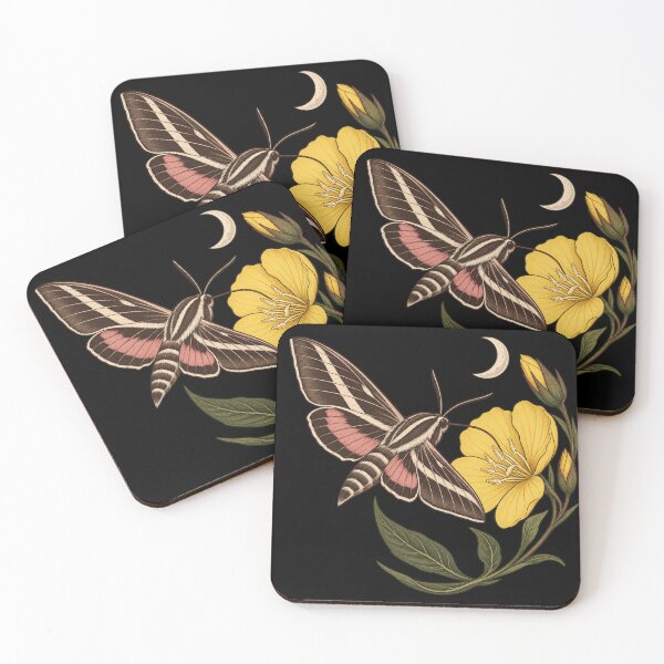 Item preview, White Lined Sphinx Moth with Evening Primrose and Moon designed and sold by lbenoraib.