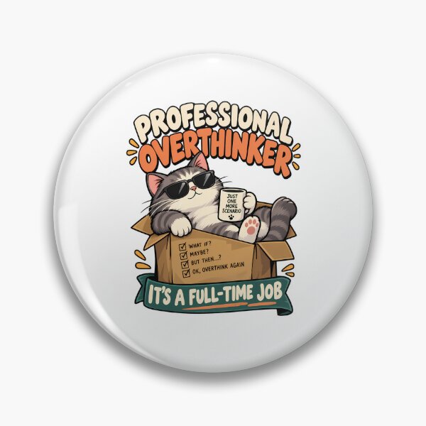 Item preview, Professional Overthinker Funny Cat Coffee Quote Design designed and sold by BDLuck2021.