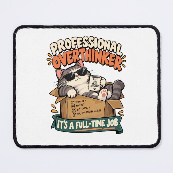Item preview, Professional Overthinker Funny Cat Coffee Quote Design designed and sold by BDLuck2021.