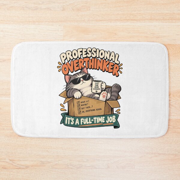 Item preview, Professional Overthinker Funny Cat Coffee Quote Design designed and sold by BDLuck2021.