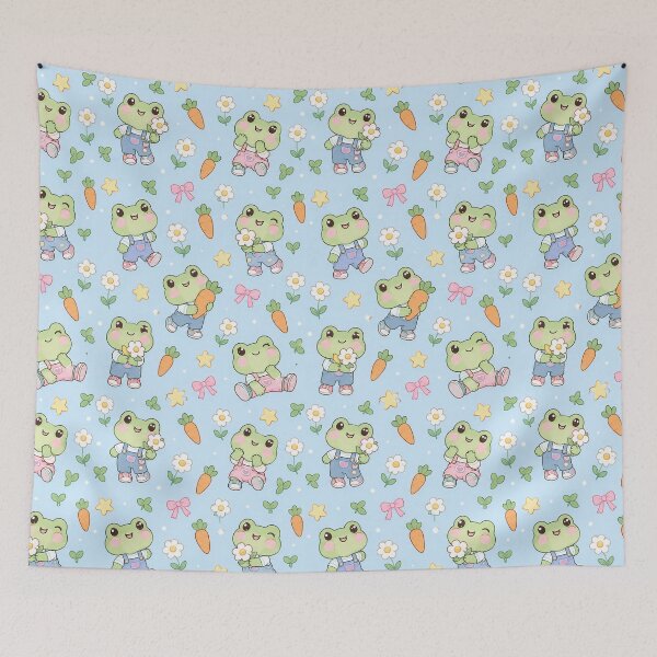 Item preview, Kawaii Frog Overall Pattern designed and sold by Soft Berry Studio.