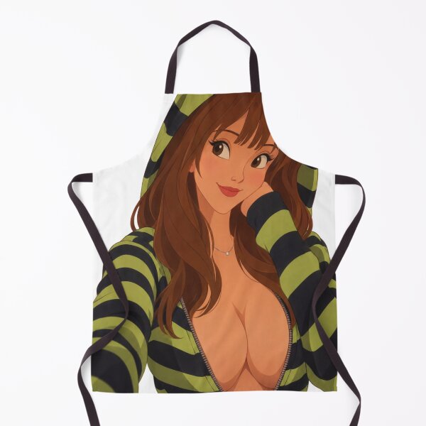 Item preview, Brunette Girl Green Striped Hoodie - Retro 90s Cartoon Style designed and sold by  Hollow Moon Studios..