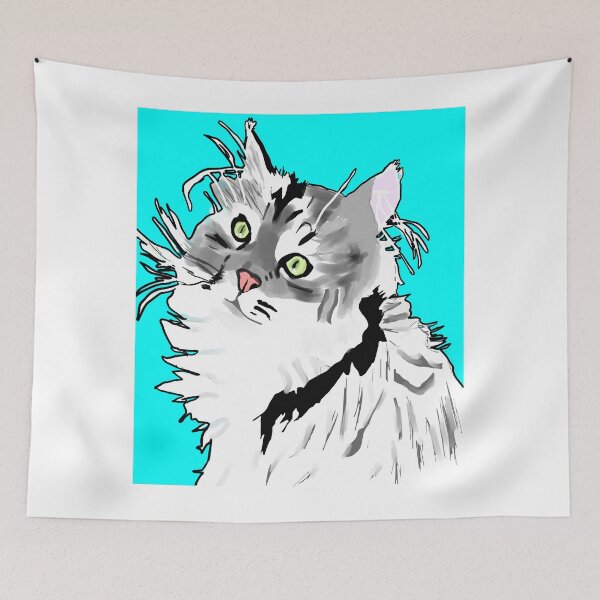 Item preview, Hand-Drawn Cat Art Fluffy British Longhair Bella  designed and sold by Najomiartstudio.