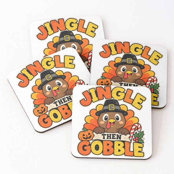 Item preview, Jingle Then Gobble Thanksgiving Christmas Turkey Mashup Art designed and sold by DesignArtist.ia.