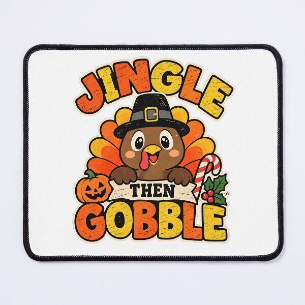 Item preview, Jingle Then Gobble Thanksgiving Christmas Turkey Mashup Art designed and sold by DesignArtist.ia.