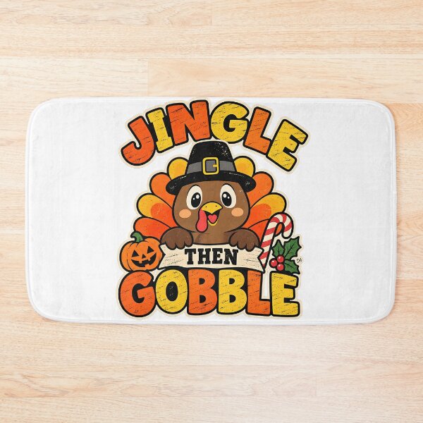 Item preview, Jingle Then Gobble Thanksgiving Christmas Turkey Mashup Art designed and sold by DesignArtist.ia.