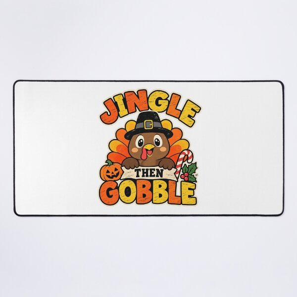 Item preview, Jingle Then Gobble Thanksgiving Christmas Turkey Mashup Art designed and sold by DesignArtist.ia.
