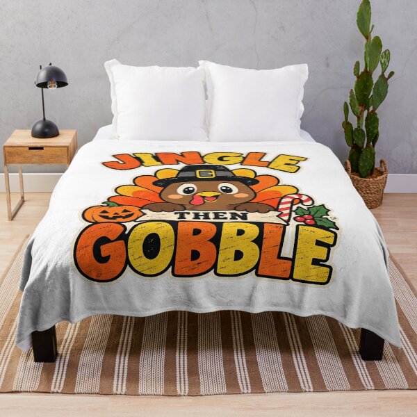 Item preview, Jingle Then Gobble Thanksgiving Christmas Turkey Mashup Art designed and sold by DesignArtist.ia.