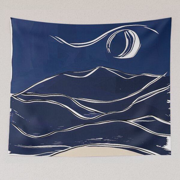 Item preview, Desert dunes - Blue Abstract Art designed and sold by shadow-bloom.