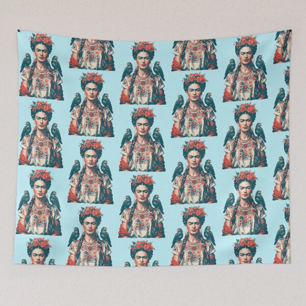 Item preview, Frida Kahlo Parrots with Floral Sunflowers designed and sold by TeeARTHY.