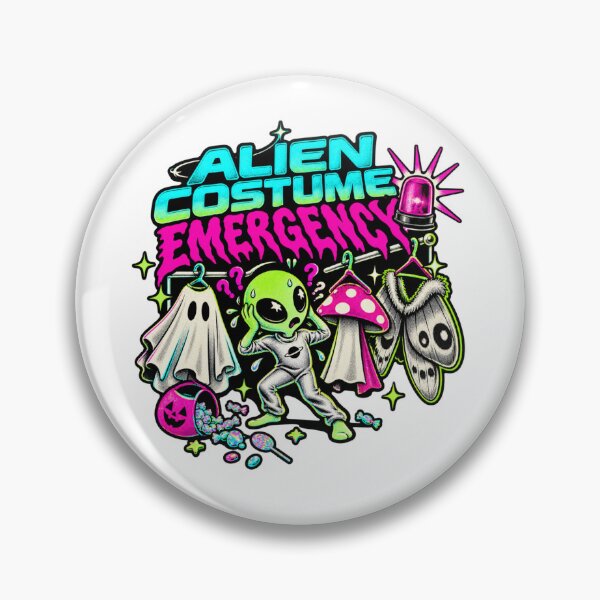Item preview, Alien Costume Emergency Halloween Illustration designed and sold by ODDLUME CLUB.