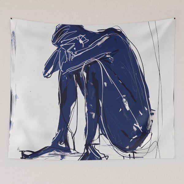 Item preview, Despair - Blue Abstract Art designed and sold by shadow-bloom.