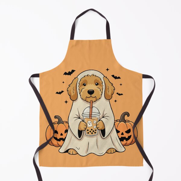 Item preview, Goldendoodle Ghost Sipping Boba on Spooky Halloween Night designed and sold by FreshVibe Prints.