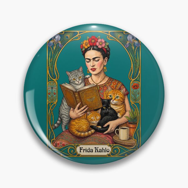 Item preview, Frida Kahlo Cat Reader Art Nouveau designed and sold by TeeARTHY.