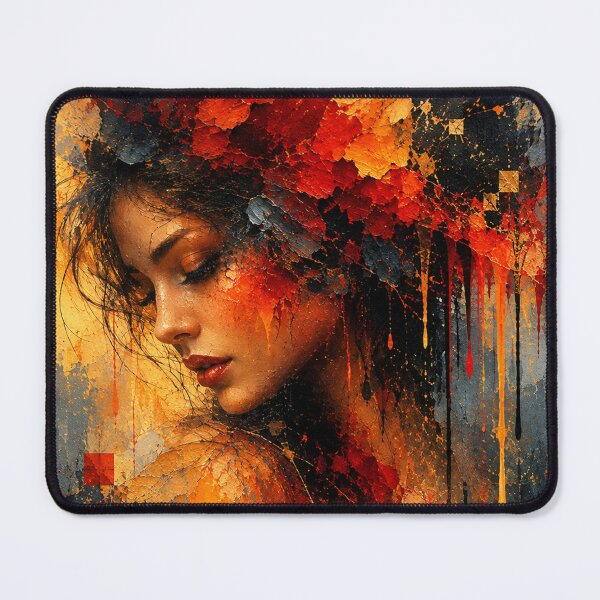 Item preview, Crimson Solitude Abstract Portrait Red And Gold Fine Art Print designed and sold by Joey Santiago.