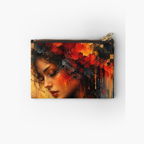 Item preview, Crimson Solitude Abstract Portrait Red And Gold Fine Art Print designed and sold by Joey Santiago.