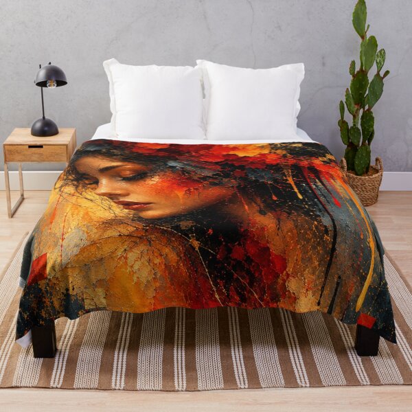 Item preview, Crimson Solitude Abstract Portrait Red And Gold Fine Art Print designed and sold by Joey Santiago.