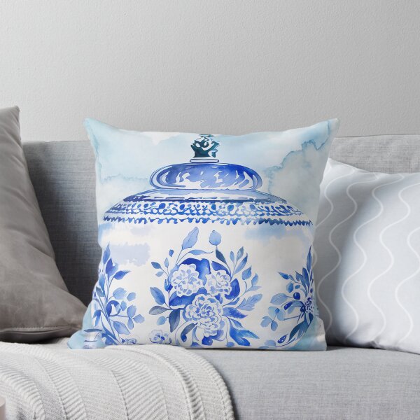 Aperçu de l'œuvre Vase chinoiserie bleu et blanc de jardin créée et vendue par Fani*.