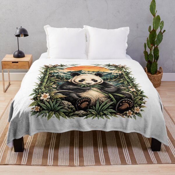 Item preview, Giant Panda Bamboo Sunset Mountain Vintage Art designed and sold by DariaOltes.
