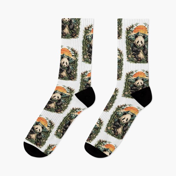 Item preview, Giant Panda Bamboo Sunset Mountain Vintage Art designed and sold by DariaOltes.