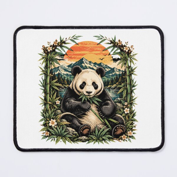Item preview, Giant Panda Bamboo Sunset Mountain Vintage Art designed and sold by DariaOltes.