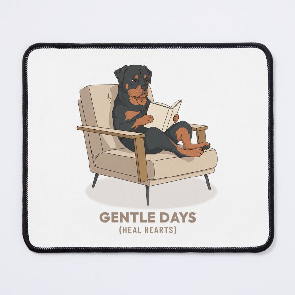 Item preview, Rottweiler Reading Book in Cozy Library Vintage Aesthetic designed and sold by COZY VINTAGE animal.