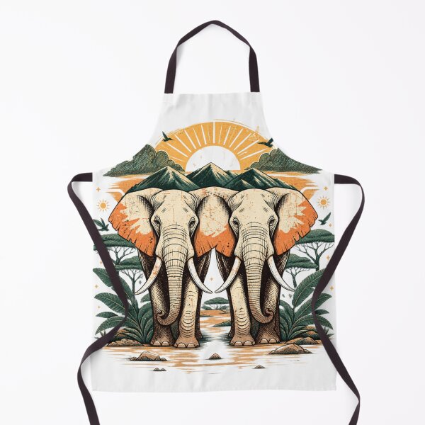Item preview, Two Elephants Vintage Safari Sunset Jungle Art designed and sold by DariaOltes.