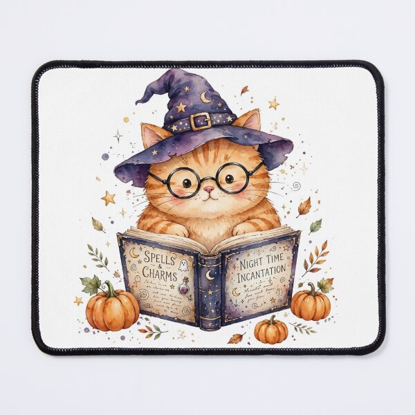 Item preview, Halloween Witch Cat Reading Spells & Charms - Spooky Bookish Cat designed and sold by Fatma Creates.