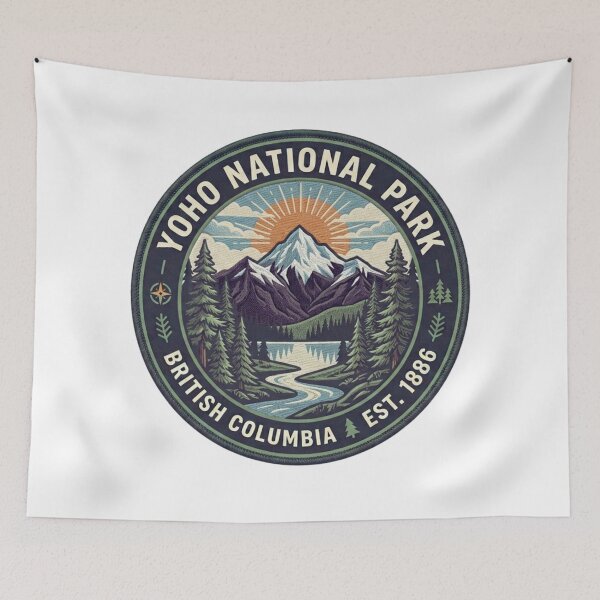 Item preview, Retro Vintage Yoho National Park Outdoor Badge Illustration designed and sold by GabeMountainArt.