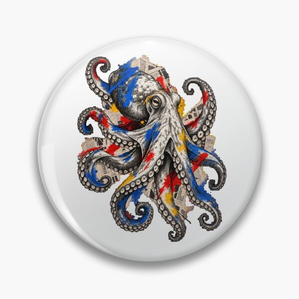 Item preview, Majestic Octopus Among Ink, Cutouts, and Chromatic Currents designed and sold by Honu2025.