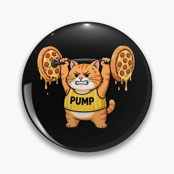 Item preview, Funny Cat Pizza Gym Shirt - Pump Cat Lifting Pepperoni Pizza Barbell designed and sold by StrongEveryDayStore.