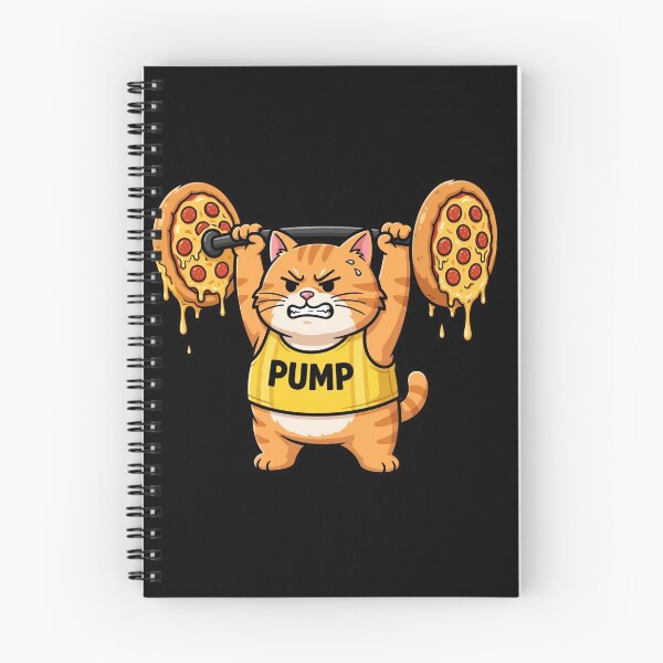 Item preview, Funny Cat Pizza Gym Shirt - Pump Cat Lifting Pepperoni Pizza Barbell designed and sold by StrongEveryDayStore.