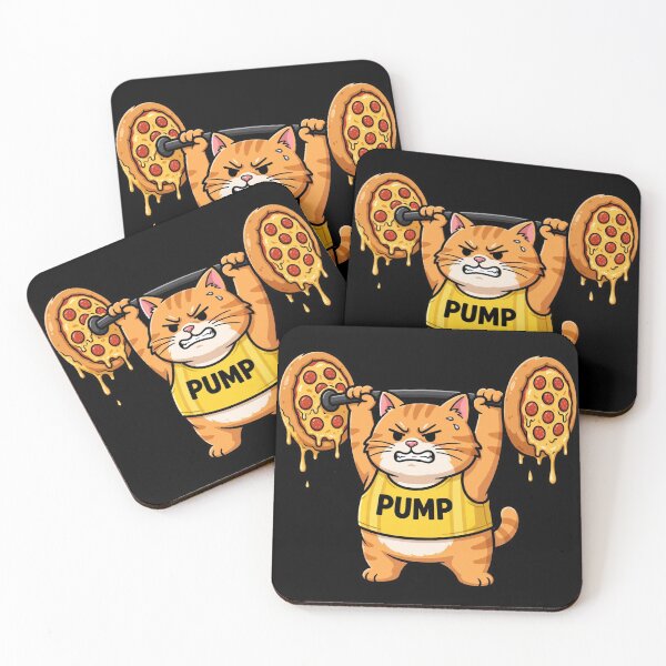 Item preview, Funny Cat Pizza Gym Shirt - Pump Cat Lifting Pepperoni Pizza Barbell designed and sold by StrongEveryDayStore.