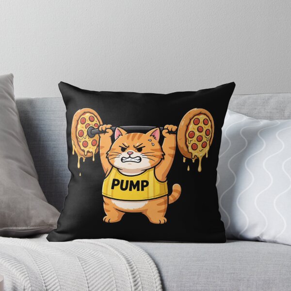 Item preview, Funny Cat Pizza Gym Shirt - Pump Cat Lifting Pepperoni Pizza Barbell designed and sold by StrongEveryDayStore.