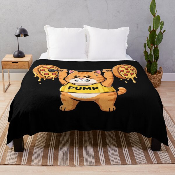 Item preview, Funny Cat Pizza Gym Shirt - Pump Cat Lifting Pepperoni Pizza Barbell designed and sold by StrongEveryDayStore.