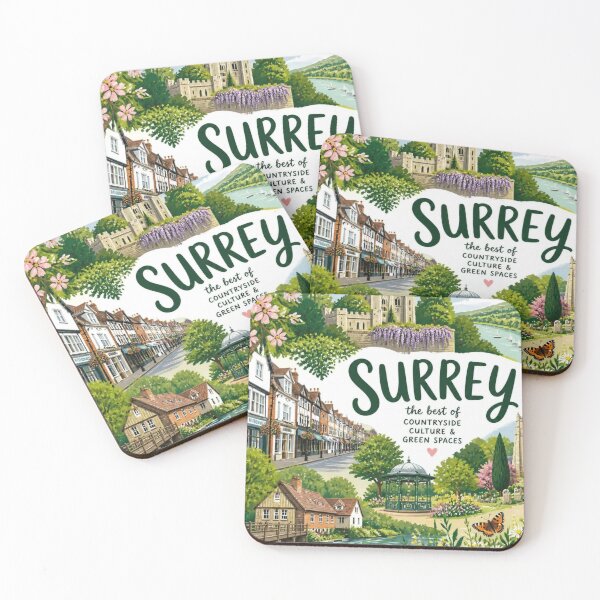 Item preview, Surrey England – Countryside, Culture & Green Spaces Illustrated Travel Poster designed and sold by ThatSurreyLife.