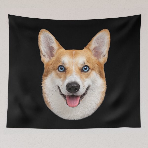 Item preview, Corgi Dog Face Blue Eyes Smiling Puppy Dog Art designed and sold by cabana.space.